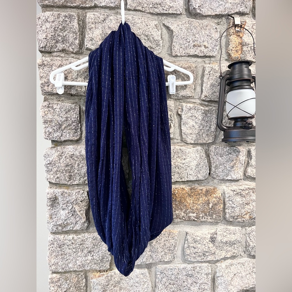 Women’s Infinity Scarf - Navy Blue with silver - One size